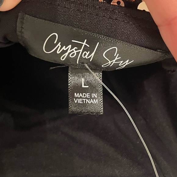 Brown/Gold Sequin Black Velvet
Spaghetti Strap Mini Dress - Picture 3 of 3